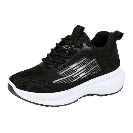 QYZEU Womens White Sneakers Casual Shoes for Women Women s Shoes Comfortable Soft Sole Lightweight Mesh Breathable Color Casual Sneakers Plain Slide Shoes Black 39