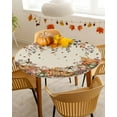 thumbnail image 4 of Round Fitted Tablecloths with Elastic Edge Fall Watercolor Pumpkin Leaves Waterproof Wipeable Table Cover for Kitchen Dining Party Decor Thanksgiving Plant Farm Linen Table Clothes,55" - 60", 4 of 6
