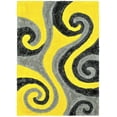 thumbnail image 2 of HR HANDCRAFT RUGS, Yellow shag Rug 8x10 for Living Room Decor 2021 Rug Trends Bright Modern Swirls Pattern, 3-D Hand Curved Shaggy Yellow/Gray/Black, 2 of 7