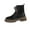 Black, variant on Beige Ladies Pu Leather Booties Round Toe Low Chunky Heel Lace Up Side Zipper Casual Winter Warm Comfort