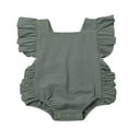 thumbnail image 1 of Baby Girl Ruffle Solid Color Romper Jumpsuit Outfit Sunsuit, 1 of 5
