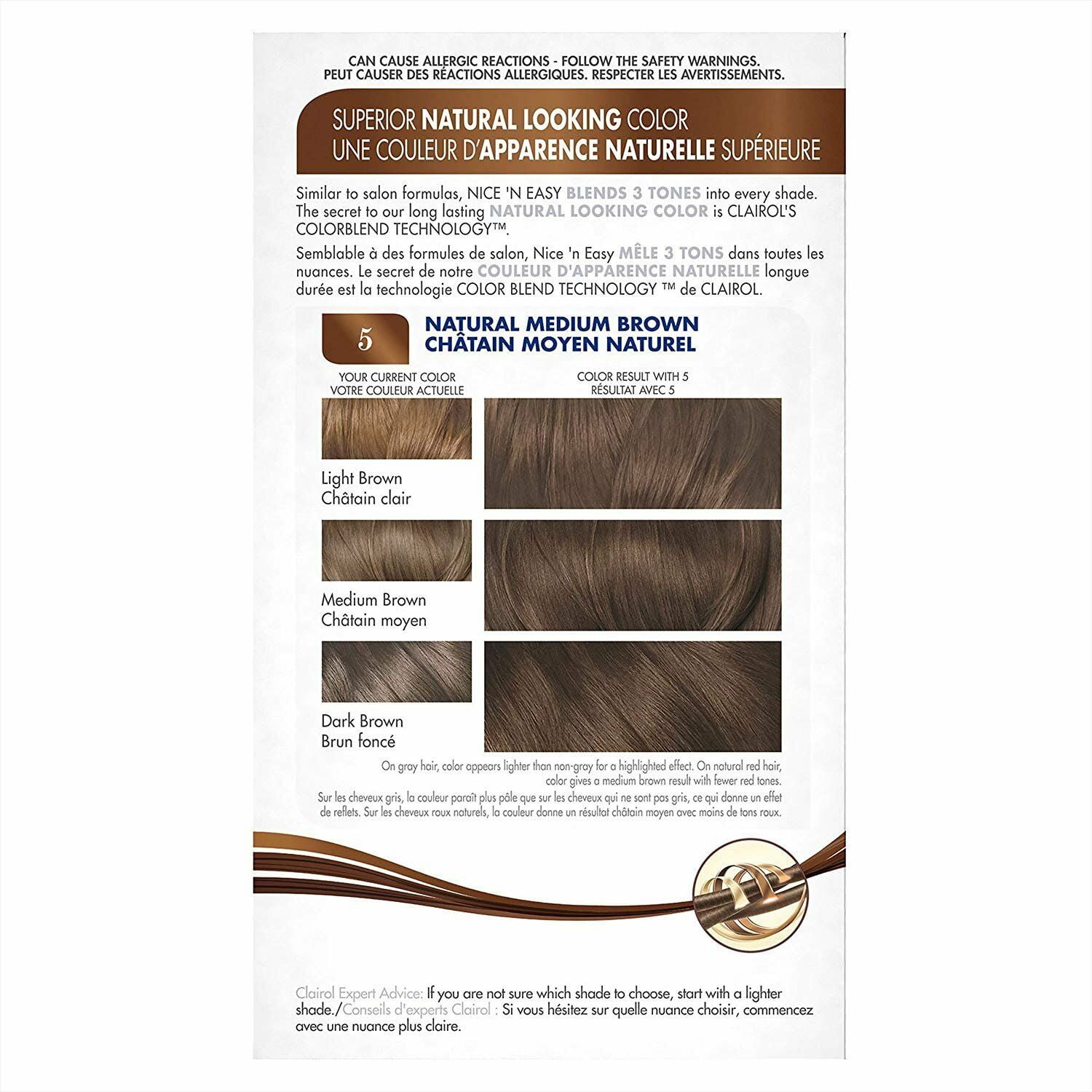 Clairol Nice'n Easy Hair Color, [5] Medium Brown, 3 Pack