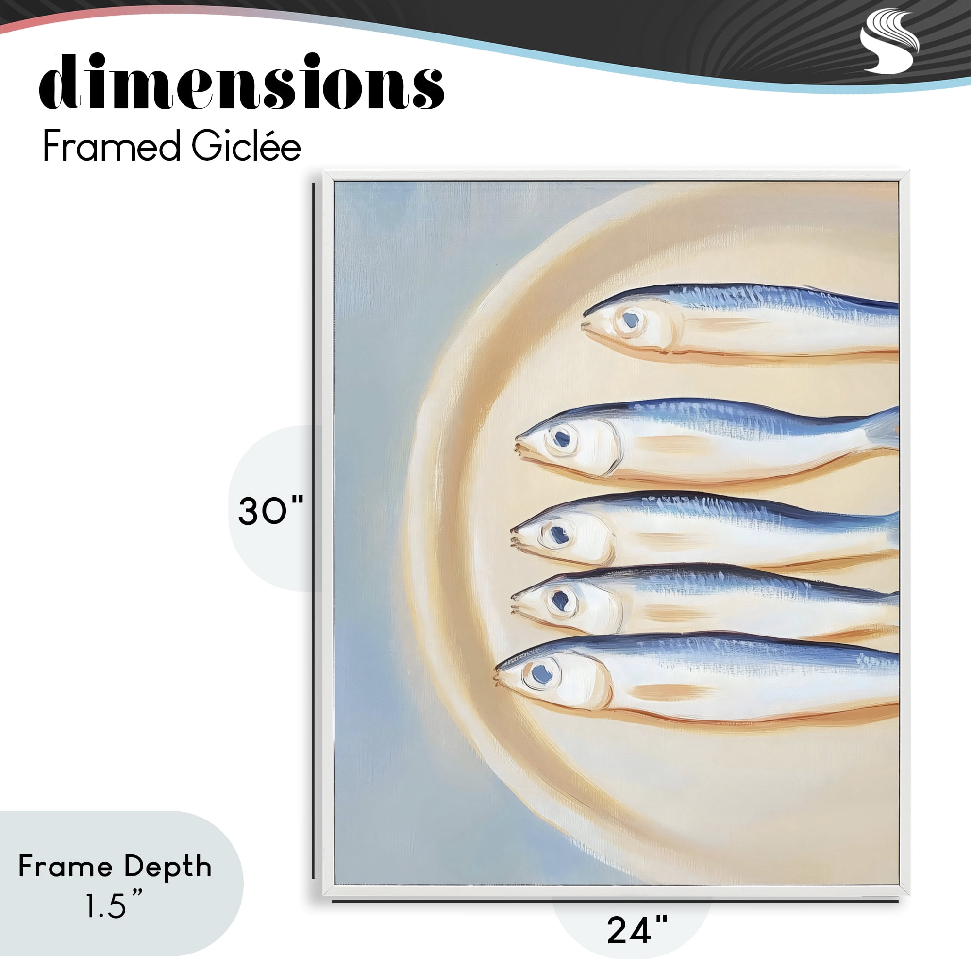 Stupell Industries Plate of Sardines White Framed Giclee Art, design by The Prints Vibe