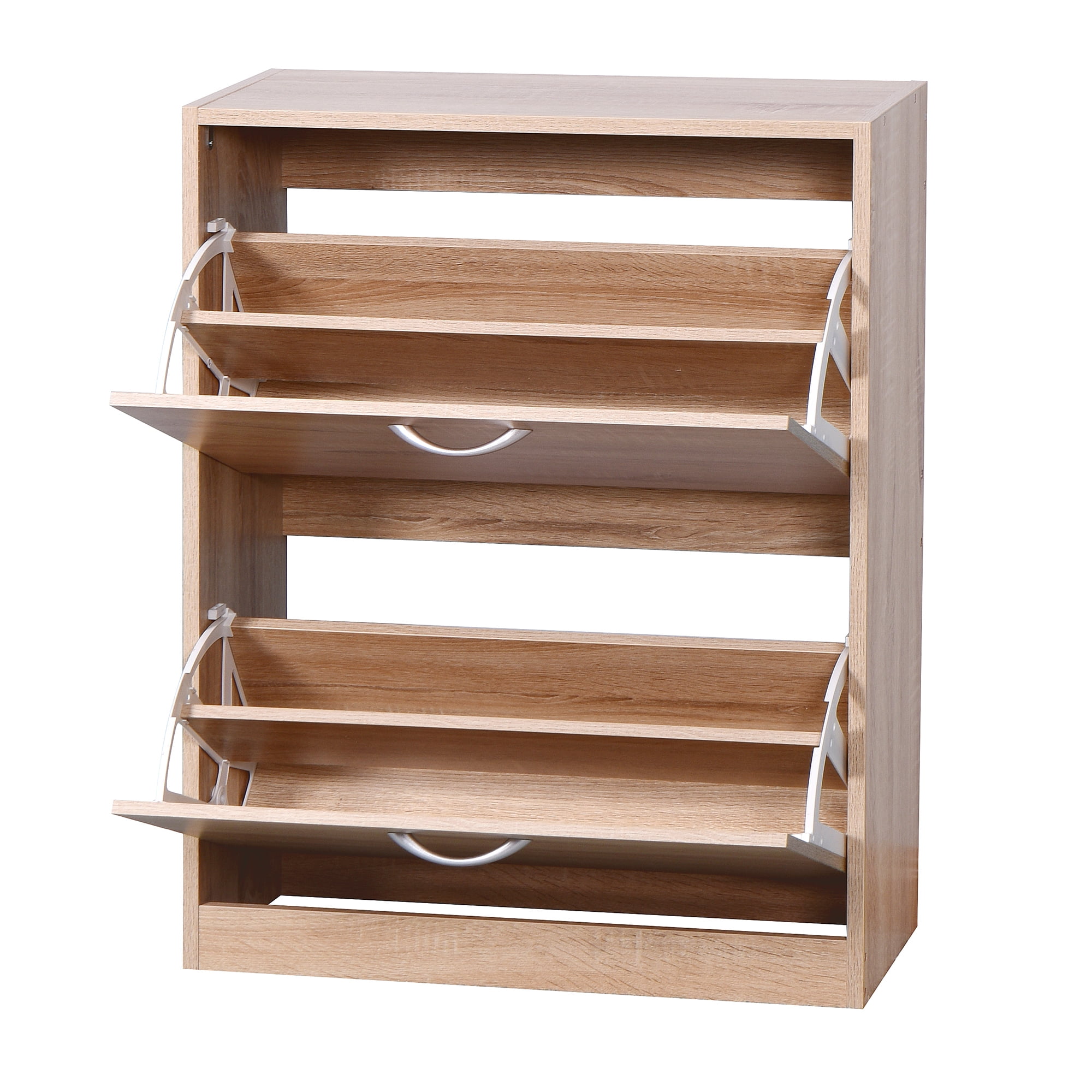 42.3 H Shoe Cabinet, Wood Shoe Rack Storage Cupboard with 2 Tilt