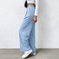 thumbnail image 5 of XFLWAM Womens Wide Leg Dress Pants Business Casual Flowy Work Palazzo Pants High Waisted Slacks Trousers with Pockets Light Blue XL, 5 of 9