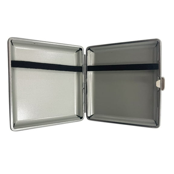 INTBUYING 20 Cigarette Case Leather Cover Metal Case Box Black