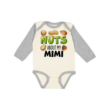 

Inktastic Nuts About My Mimi Peanut Almond Pistachio Gift Baby Boy or Baby Girl Long Sleeve Bodysuit