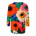 thumbnail image 4 of Women's T Shirts 3/4 Sleeve Plant Printed Tees Graphic Loose Summer Tops Multicolor XL, 4 of 5