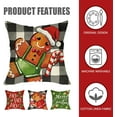 thumbnail image 2 of Merry Christmas Gingerbread Man Decorative Throw Pillow Covers 18x18 Set of 4, Xmas HOHOHO Winter Holiday Porch Patio Outdoor Pillowcase Buffalo Plaid Check Farmhouse Cushion Case Home Decor, 2 of 6