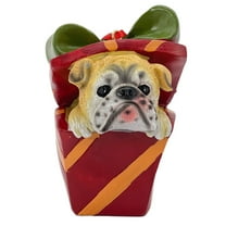 Galt International Bull Dog Present Gift Christmas Figurine Ornament - 4" - Red and Yellow
