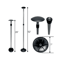 Pactrade Marine Boat Pontoon Cover Support Pole Adjustable Telescopic Height Mushroom Top Aluminum / Injected PP Tall Short Round Base Snap-on Fastener Tip & Rubber Cap (Length: 29" - 52")