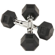 Everyday Essentials Rubber Encased Hex Dumbbells, 5-210 lbs, Pairs or Set with Weight Rack