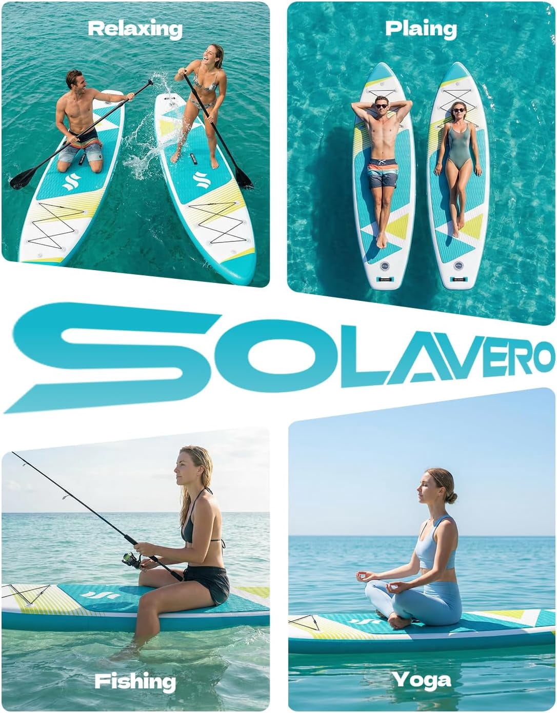 SOLAVERO Inflatable Stand Up Paddle Board for 2 Person, Ultra-Light SUP Board with Accessories for Adults & Youth of All Skill Levels