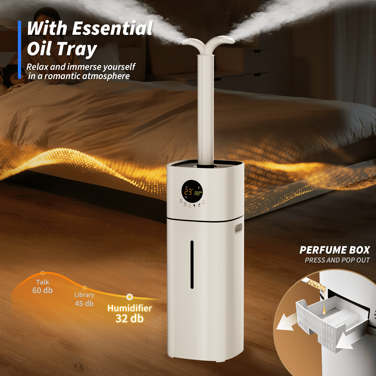 Rocyis Ultrasonic Tower Humidifier, 16L 4.2Gal, 360° Rotating, for Whole House, 1200 Sq Ft