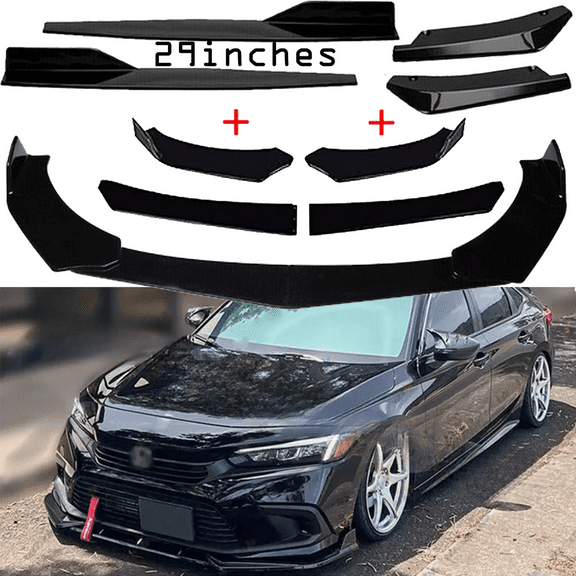 For Honda Civic Gloss Black Front Bumper Spoiler Body Kit Side Skirt Rear Lip