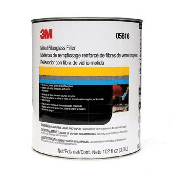 3M 05816 Short Strand Milled Fiberglass Body Filler, 1 gal Can, Red, Paste