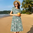 thumbnail image 4 of Naloa Retro Rooster4 Print Womens Summer A-Line Dress with Pockets,Short Sleeve Dresses,Flowy Beach Swing Dress for Vacation Travel, 4 of 6