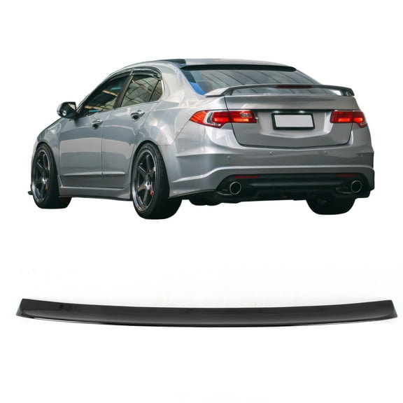 Ikon Motorsports Roof Spoiler Lip Compatible with 2009-2014 Acura TSX Sedan, Gloss Black ABS Rear Window Wing Guard Deflector