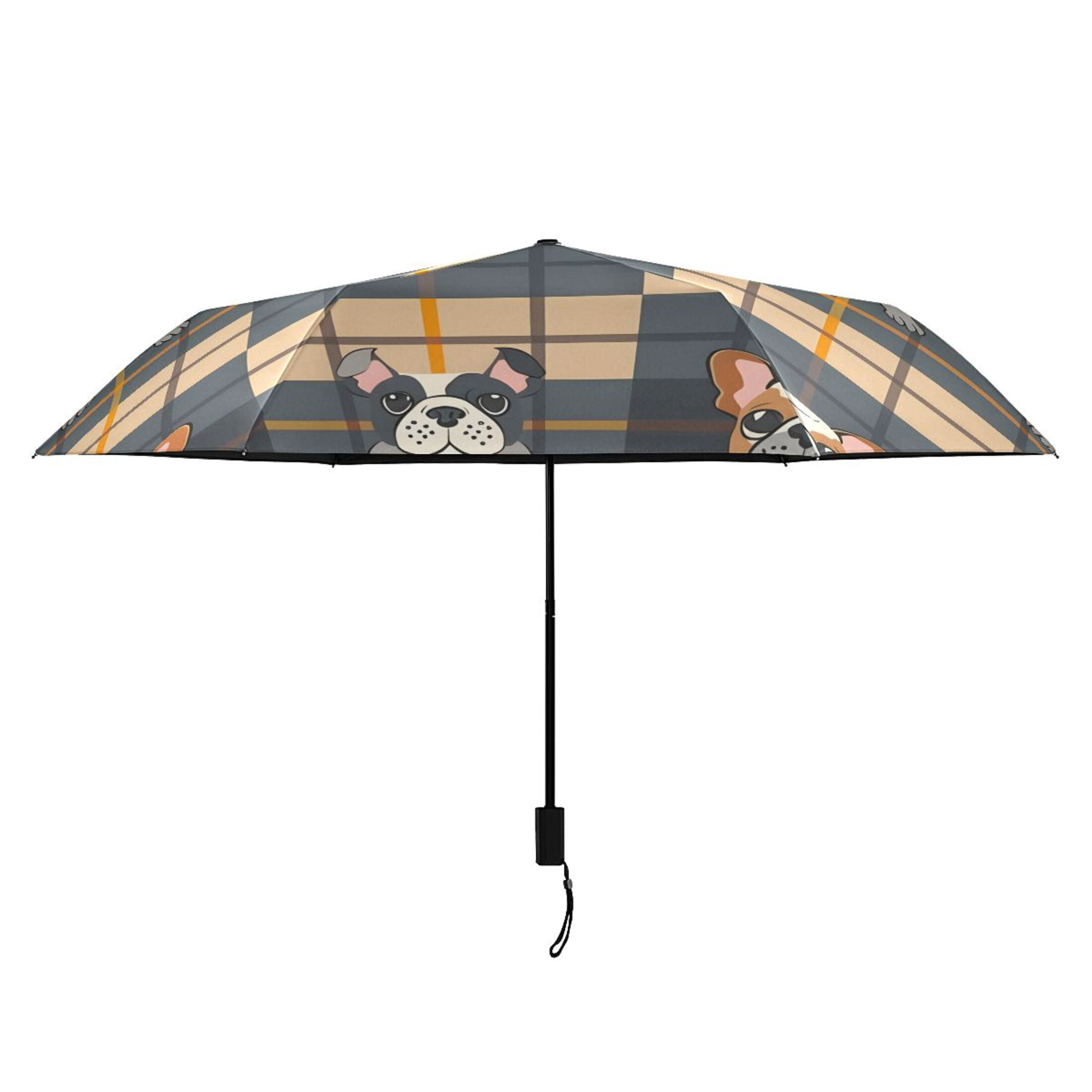 Adorable Bulldog Compact Sun Umbrella Windproof Travel Umbrellas for Rain Strong Portable UV Protection