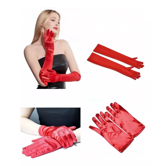 2 Piezas Guantes Elegantes De Dama Satin Accesorio
