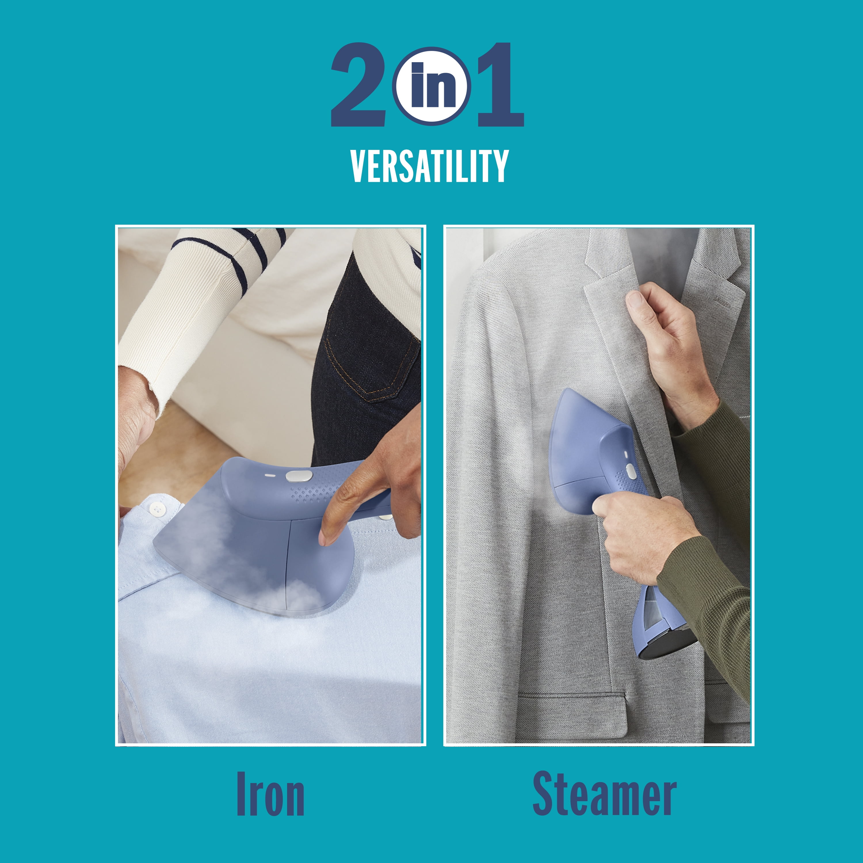 Conair ExtremeSteamir 2-in-1 Steam and Press, Garment Steamer and Iron for Clothes, 1700W, 30-Second Heat Up, Detachable Water Tank, Blue