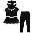 thumbnail image 2 of Marvel Avengers Black Panther Little Girls Cosplay T-Shirt Dress and Leggings Outfit Set, 2 of 5