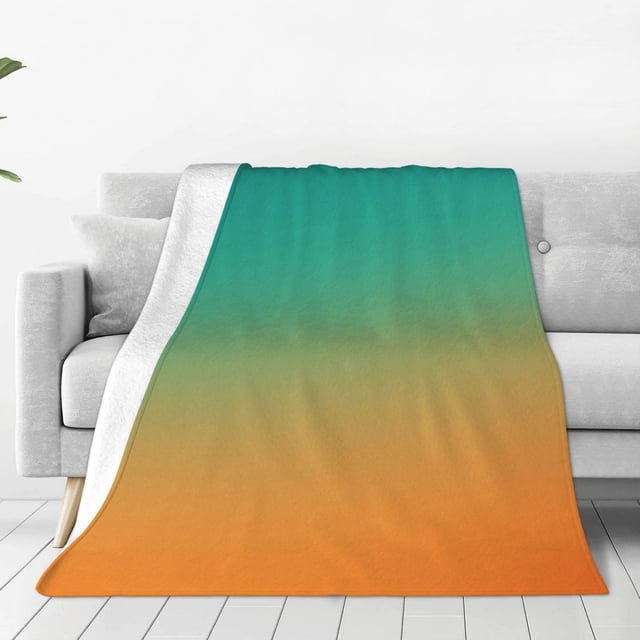 Balery Orange To Teal Gradient1 Manta de Felpa Suave y Acogedora – Cobija de Franela Aterciopelada para Cama, Lavable y Cálida para Sofá, Mascotas, Transpirable-80"x60"
