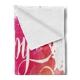 thumbnail image 2 of Birthday Soft Flannel Fleece Throw Blanket, Abstract Watercolored Splatters Hand Paint Style Celebratory Text, Cozy Plush for Indoor and Outdoor Use, 50" x 70", Pink Red Orange, by Ambesonne, 2 of 5