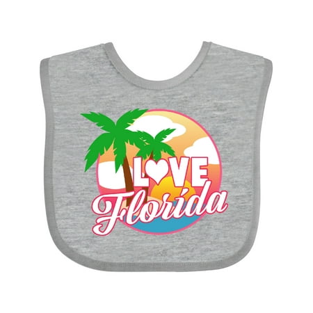 

Inktastic I Love Florida with Ocean and Palm Trees Gift Baby Boy or Baby Girl Bib