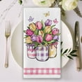 thumbnail image 5 of Tulip Flower Spring Summer Kitchen Dish Towels Set of 2, Life is A Beautiful Ride Bike Mason Jar Hand Towels Drying Baking Cooking Cloth, Pink Plaid Farmhouse Home Kitchen Decor 18x26 Inch, 5 of 6