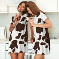 thumbnail image 4 of Rateoe Brown Cow Print Women’s Nightdress – Cozy Cotton Short-sleeved Sleep Shirt, Loose-Fit Sleepwear, Perfect for Relaxing and Sleeping, 4 of 6
