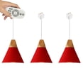 thumbnail image 1 of FSLiving Remote Control Pendant Light 3 Lights J-Type Track Pendant Lamps Scandinavian Style Pendant Lights for Kitchen Hanging Lamp Modern Wood and Aluminium Light Customizable - Red, 1 of 7