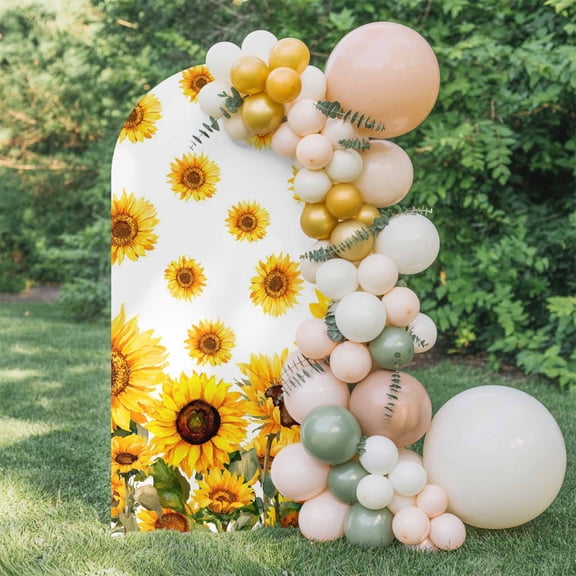 Summer Sunflower Arch Backdrop Cover 6 FT, Watercolor Flowers Farmhouse Wedding Arch Cover Stretchy Backdrop Stands Covers for Birthday Party Ceremony Banquet Decor