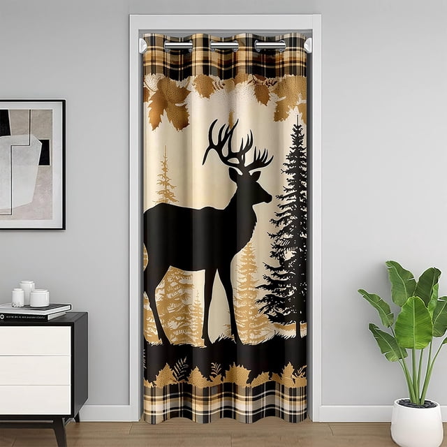 Erosebridal Rideau de Porte Ours Sauvage pour Portes 34x80, Rideau Occultant Animaux Rustiques, Décoration Buffalo Marron