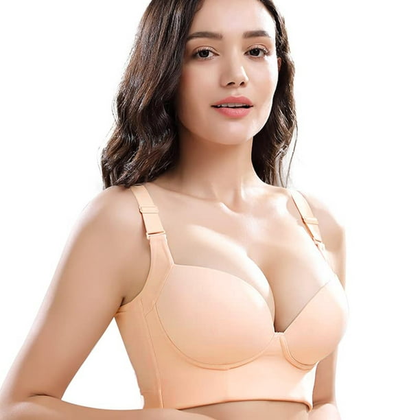 Fvwitlyh Strapless Bras For Women Full Support Fashionable Women'S  Strapless Bra Lace Gathered Side Closed Underwear Abc Cup Beige,48