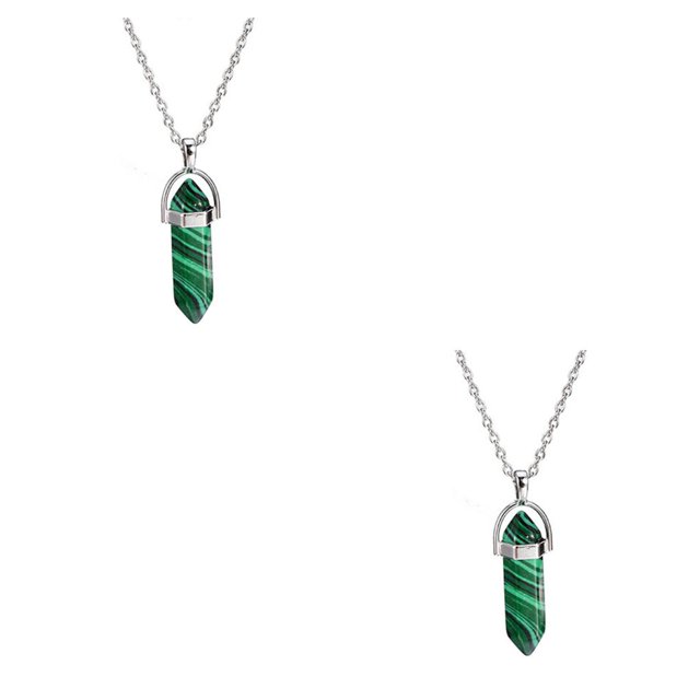 maskred Hexagon Column Charm Findings Handmade Holiday Hanging Pendants Crystal Necklace Earring Keychains Decorations Peacock Stone 2Set