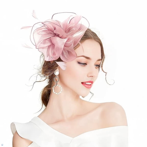 FDEEOM Fascinators Hat with Headband Tea Party Hats Party Ladies Hats Feather Headwear Ribbons Feathers on a Headband Hair Clip for Women Wedding Cocktail