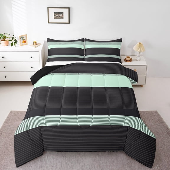 Erosebridal Abstract Lines Bedding Twin Comforter Set,Geometric Stripes Down Comforter,Geometry Lines Bedding Sets Twin with Comforter,Lightweight Teens Bedroom Decor,Reversible,3pcs