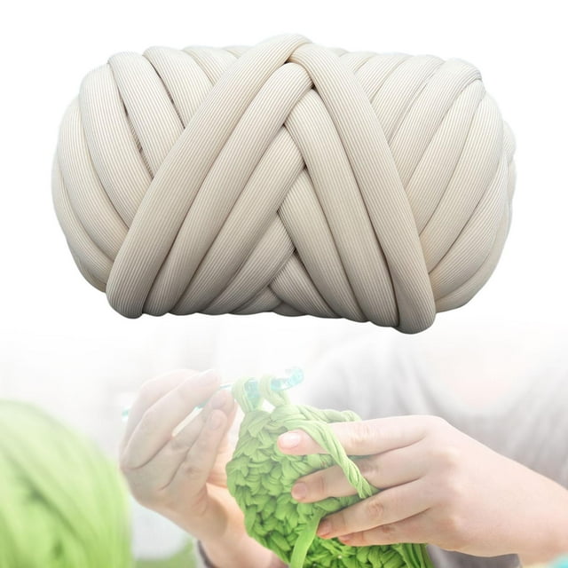 Hilo grueso, hilo grueso voluminoso, hilo de tubo de ganchillo lavable 500G, hilo tubular Jumbo para manta, manta, cama para mascotas, tejido, Beige Macarena hilo grueso