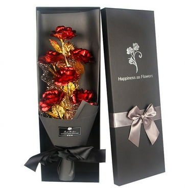 Gold Roses Bouquet, Plated Artificial Rose Golden Foil Rose, Forever Gifts for Her Valentine's Day Mothers