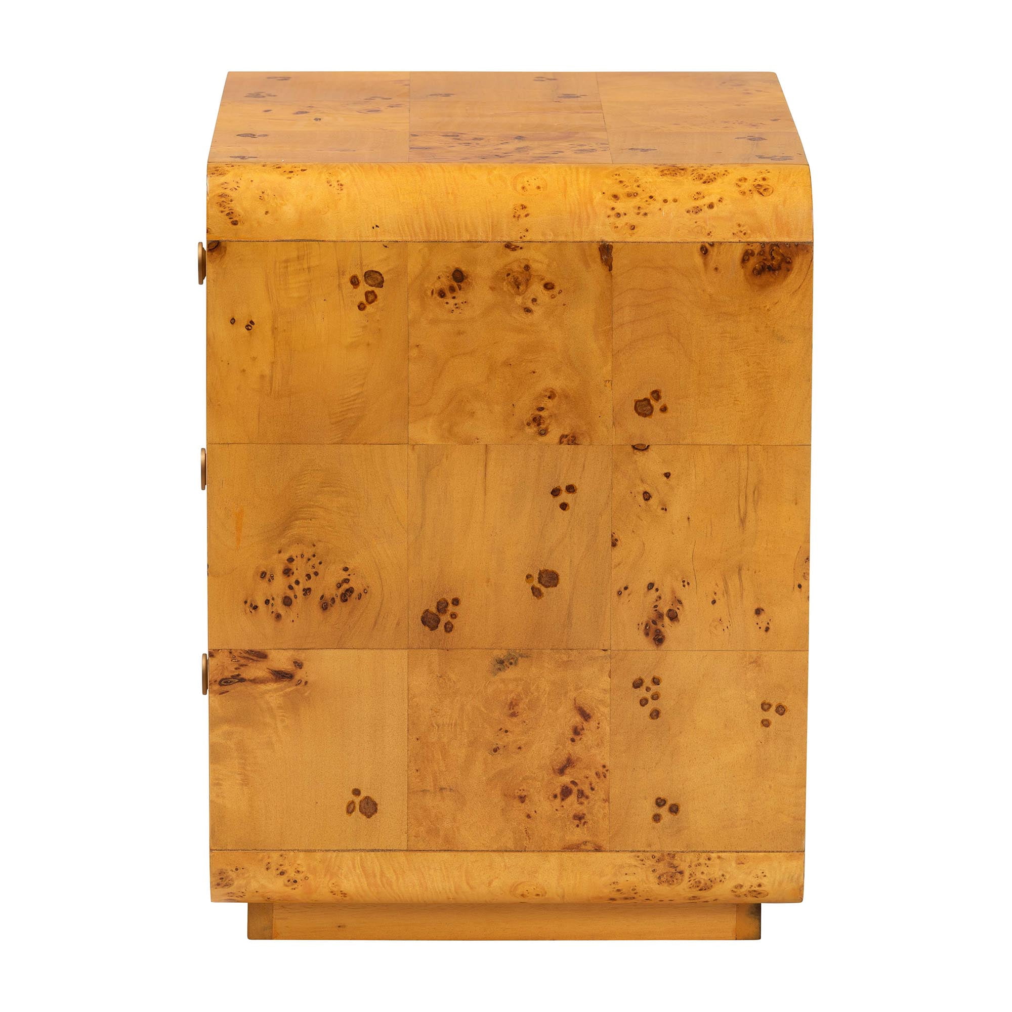 bali & pari Netra Modern Nightstand, 3-Drawer, Light Mappa Burl