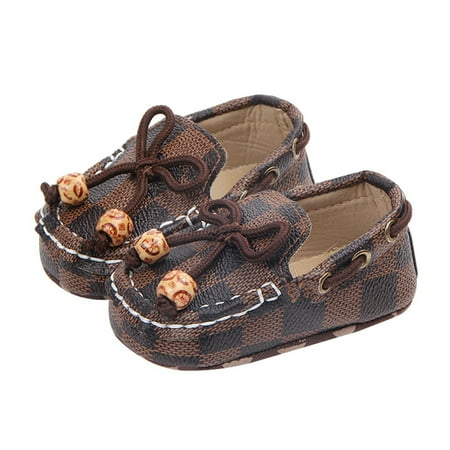 

Cenuakty Baby Boys Girls Moccasins Anti-Skid Soft Slip-on Crib Shoes Checkerboard Slippers for Infants