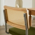 thumbnail image 5 of 2 Mid Century Modern Dining Chairs, Velvet Seat With Natural Cane Back & Base, Stable Cantilever Structure, Olive , 360 Lbs Capacity Velvet, Hand-woven Back, For Optimal Stability, 5 of 7
