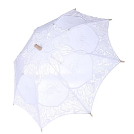 Parapluie Mariage Dentelle Victorienne 80 Cm - Parasol Nuptial Élégant En Blanc Brodé