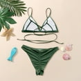 thumbnail image 3 of Aayomet Maillot de Bain pour Femmes 2 Pcs Bikini Vert Foncé Mode Ensemble Bikini Fendu (Vert, L), 3 of 5