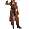 thumbnail image 5 of COMVALUE Women Lace Mesh Tie Front Maxi Top Ruffled Long Sleeve Sheer Cardigan See Through Flowy Kimono Cover Up Shirt Coffee for Size M, 5 of 9