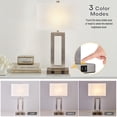 thumbnail image 3 of Touch Control Bedside Table Lamps with 2 USB Ports 3-Way Dimmable Modern Nightstand Lamp Sets Bedside Desk Lamp with Fabric Shade For Bedroom Table Living Room Reading (Nickel Base), 3 of 7