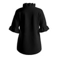 thumbnail image 4 of WCJM Women's Short Sleeve T-shirt Women Loose Fit Crewneck Blouse Ruffled Short Sleeve Pullover Cotton Linen Casual Top, 4 of 7