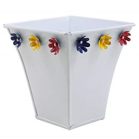 storeindya Diwali Gift Decoration Small Metal Planter with Floral Motifs Plant Containers Standing Planters Standing Planters