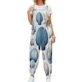 thumbnail image 5 of Blue Seashell Coral Print Womens Casual Baggy with Pockets Trousers Casual Jumpsuit Sleeveless Suspender Overalls Romper, 5 of 8